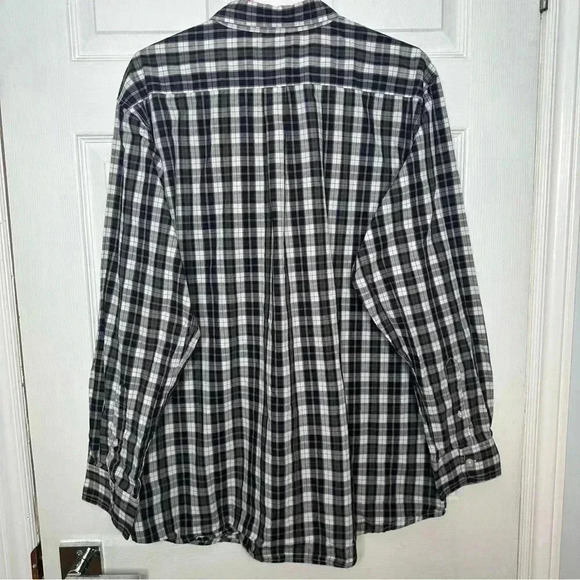 George Classics Button-Down Shirt Plaid Black & White Size Extra Large - Picture 8 of 16